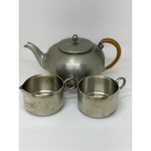 VTG ROYAL HOLLAND PEWTER Made in Holland K.M.D. Tiel Teapot Cream Sugar